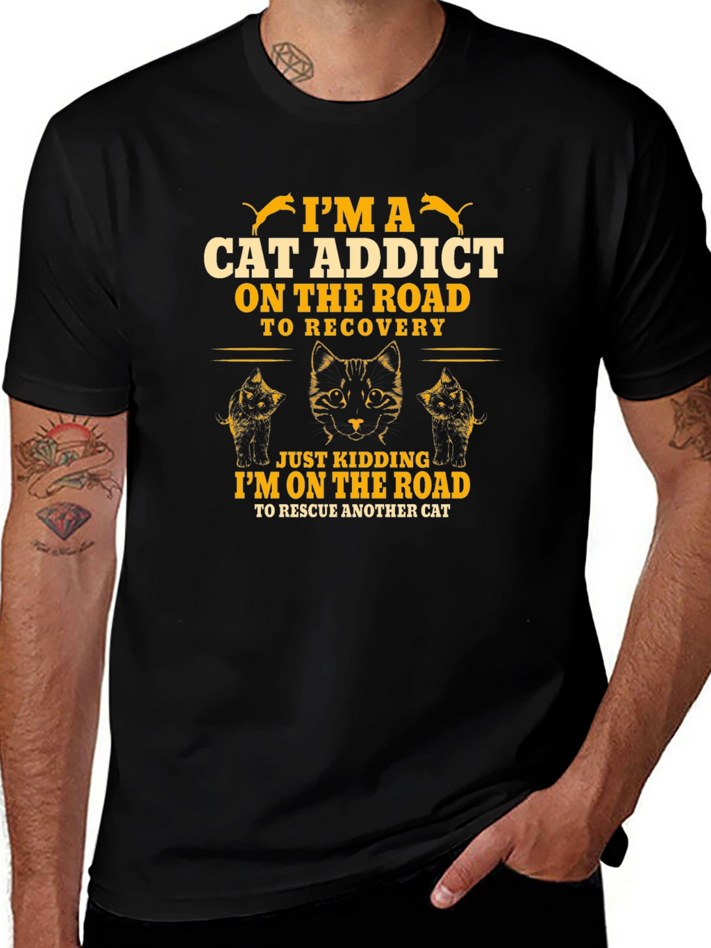 Im a Cat Addict Funny Graphic T-Shirt