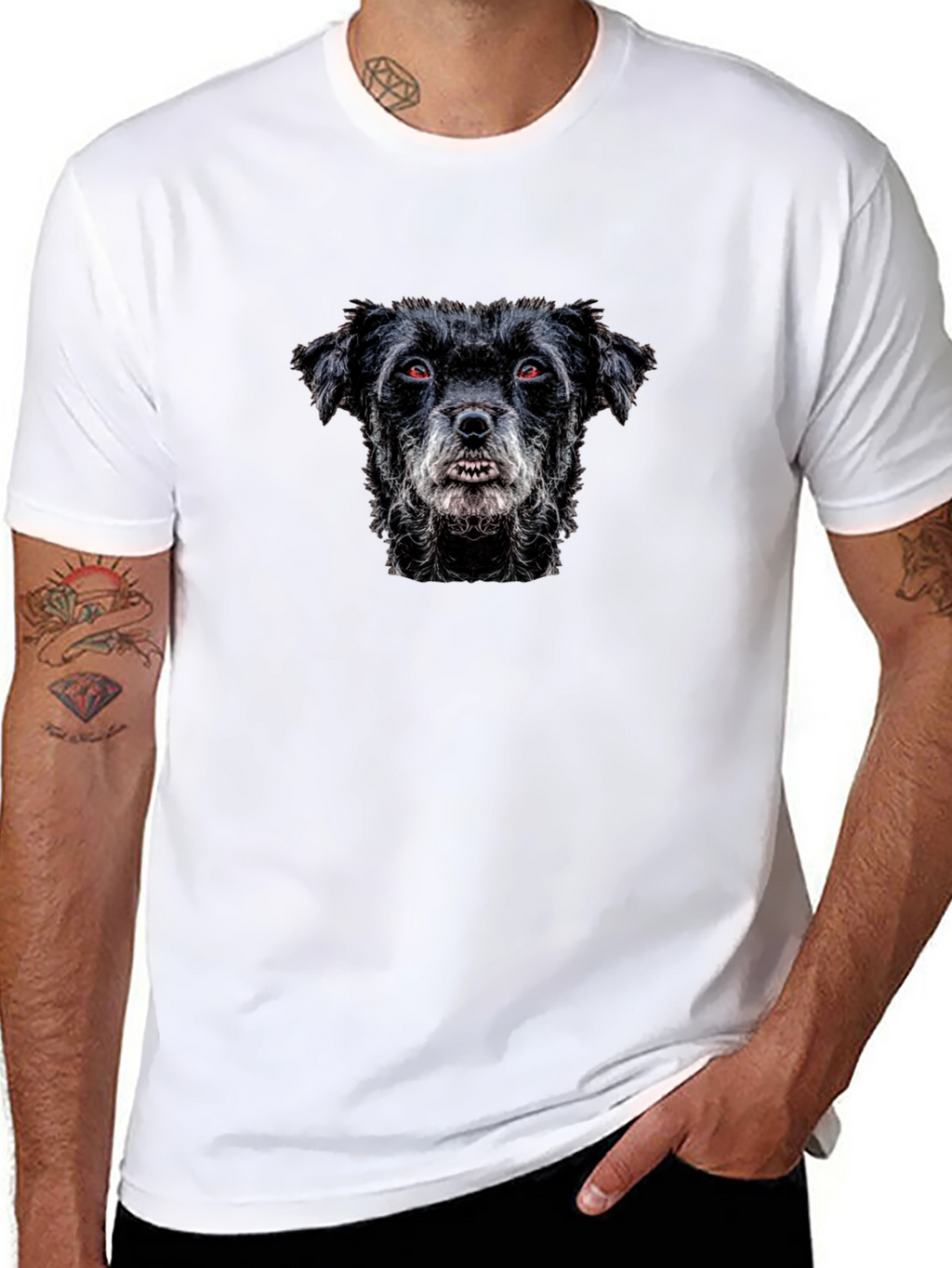 Black T-Shirt with Dog Graphic