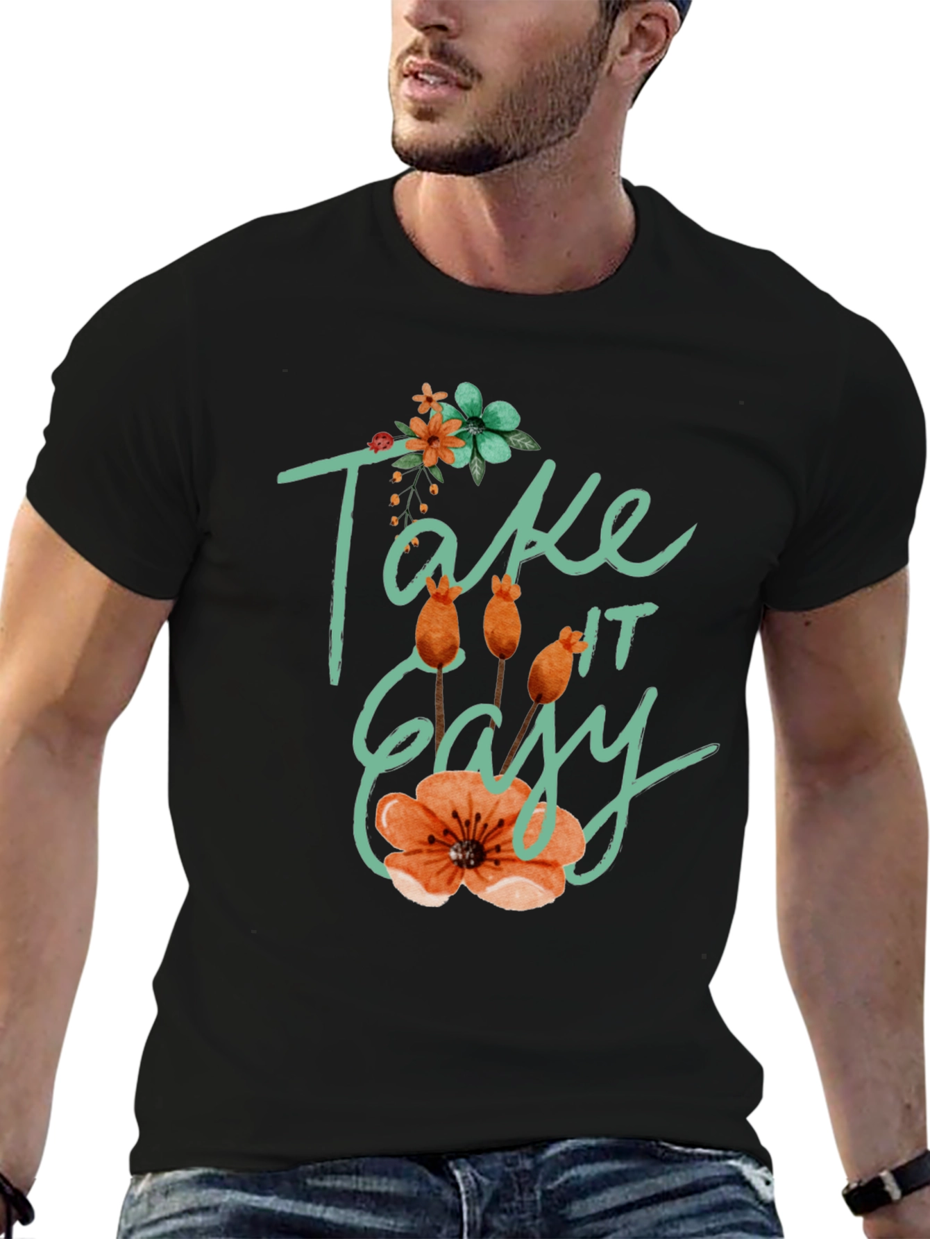 Relaxed Fit Take it Easy Floral T-Shirt