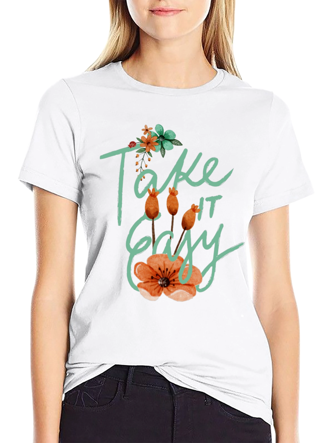 Relaxed Fit Take it Easy Floral T-Shirt