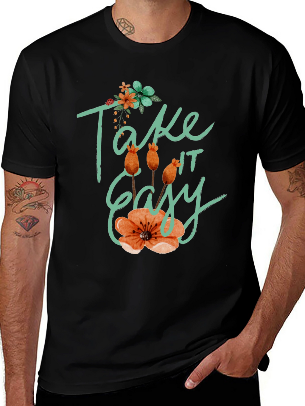 Relaxed Fit Take it Easy Floral T-Shirt
