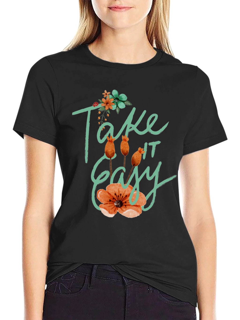 Relaxed Fit Take it Easy Floral T-Shirt