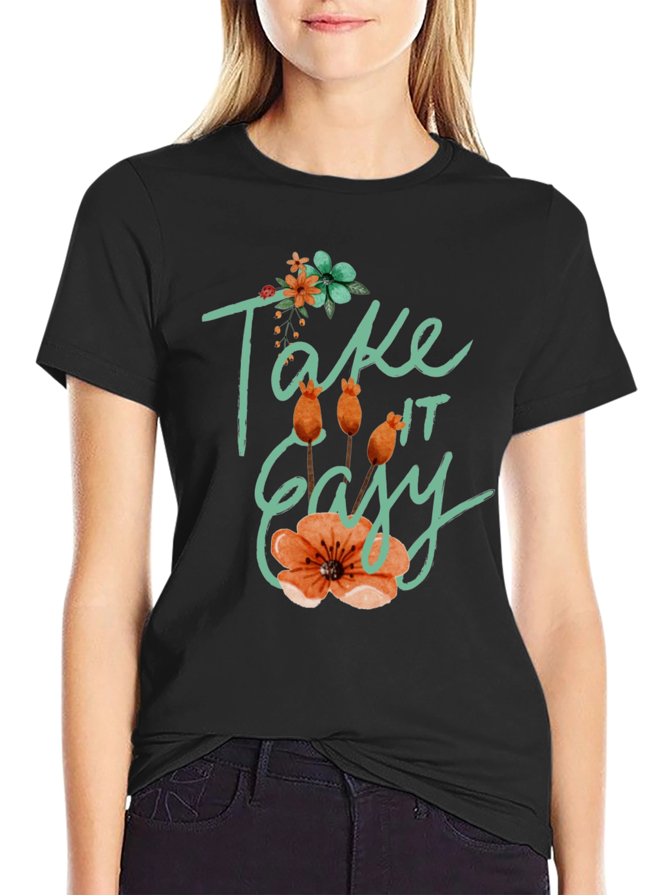 Relaxed Fit Take it Easy Floral T-Shirt