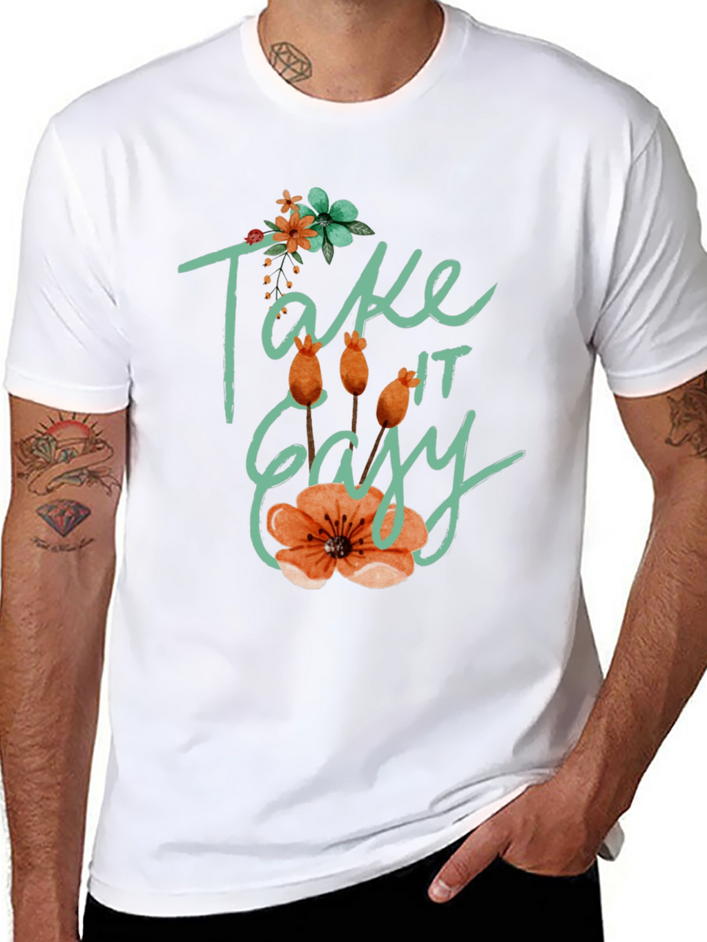 Relaxed Fit Take it Easy Floral T-Shirt