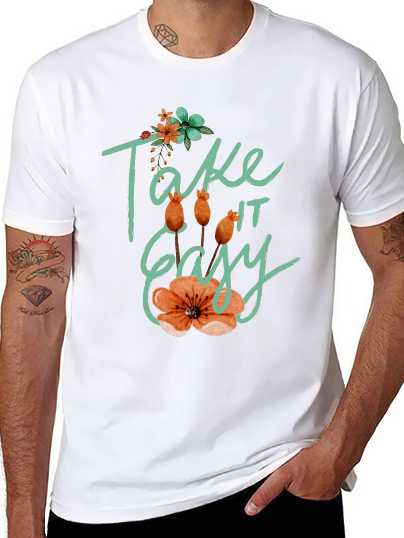 Relaxed Fit Take it Easy Floral T-Shirt