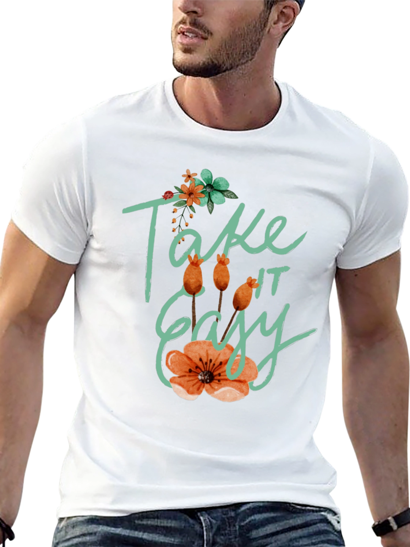 Relaxed Fit Take it Easy Floral T-Shirt