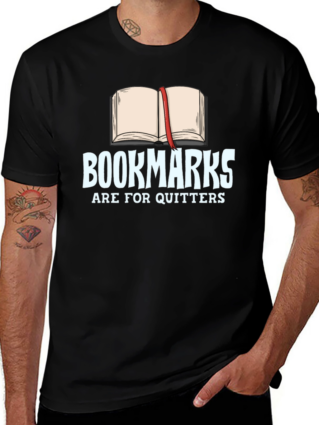 Bookmarks Are For Quitters Black T-Shirt