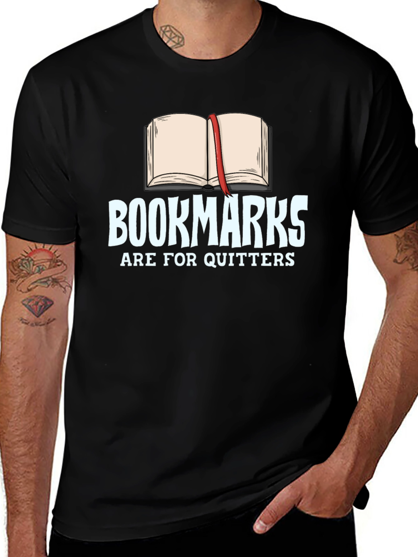 Bookmarks Are For Quitters Black T-Shirt