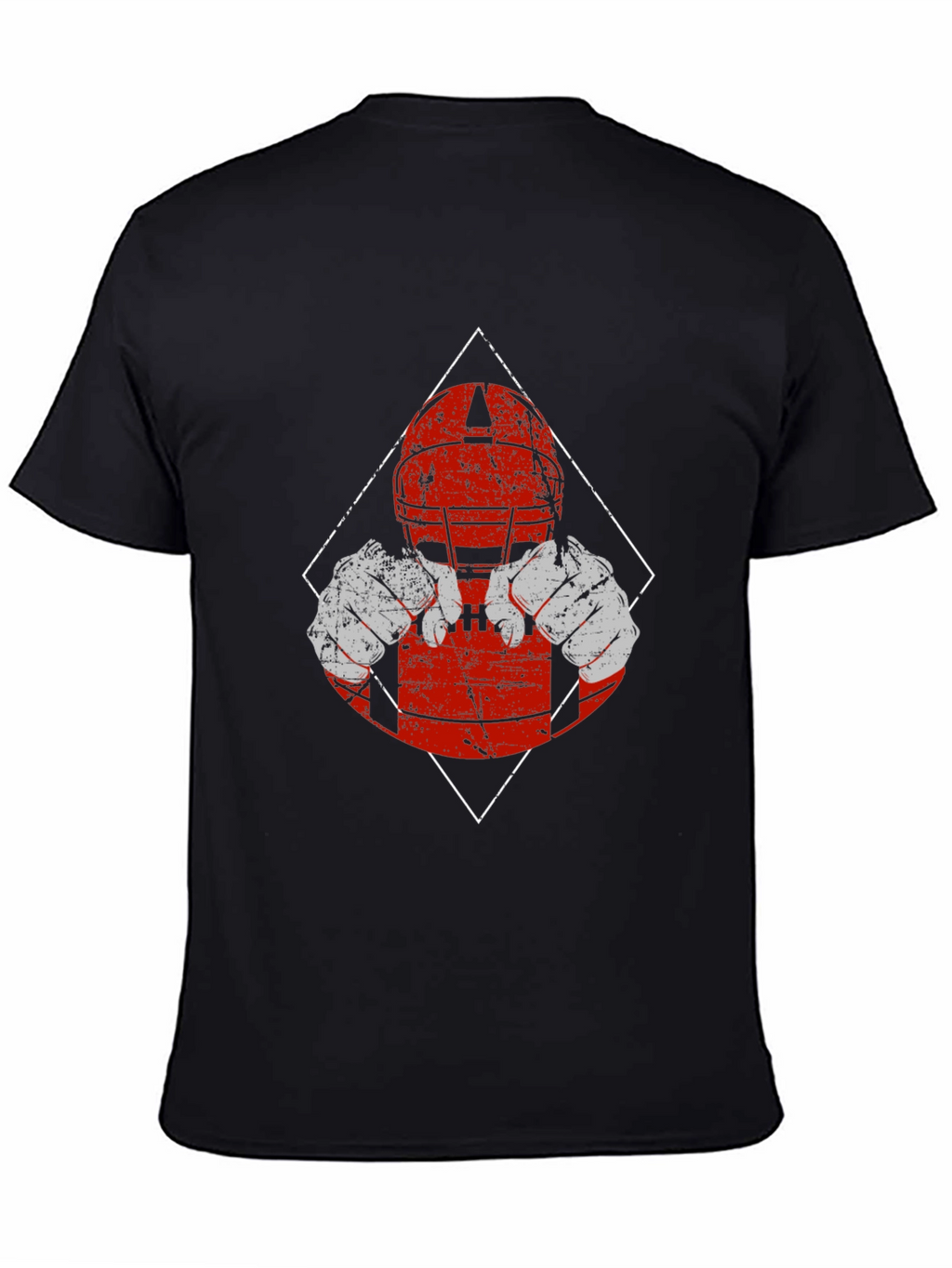 Football Player Graphic T-Shirt - Black Cotton Tee