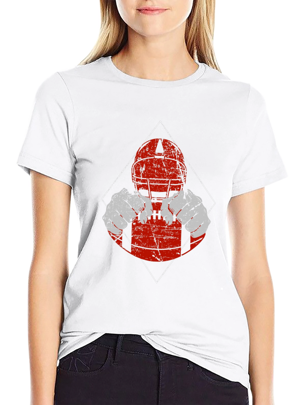 Football Player Graphic T-Shirt - Black Cotton Tee