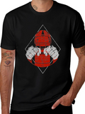 Football Player Graphic T-Shirt - Black Cotton Tee