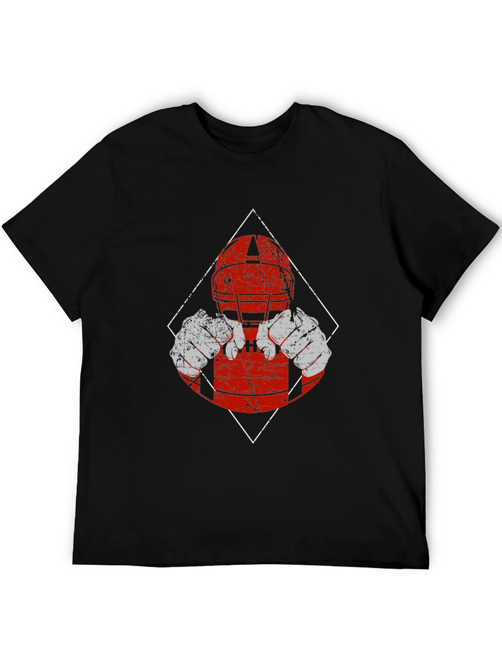 Football Player Graphic T-Shirt - Black Cotton Tee