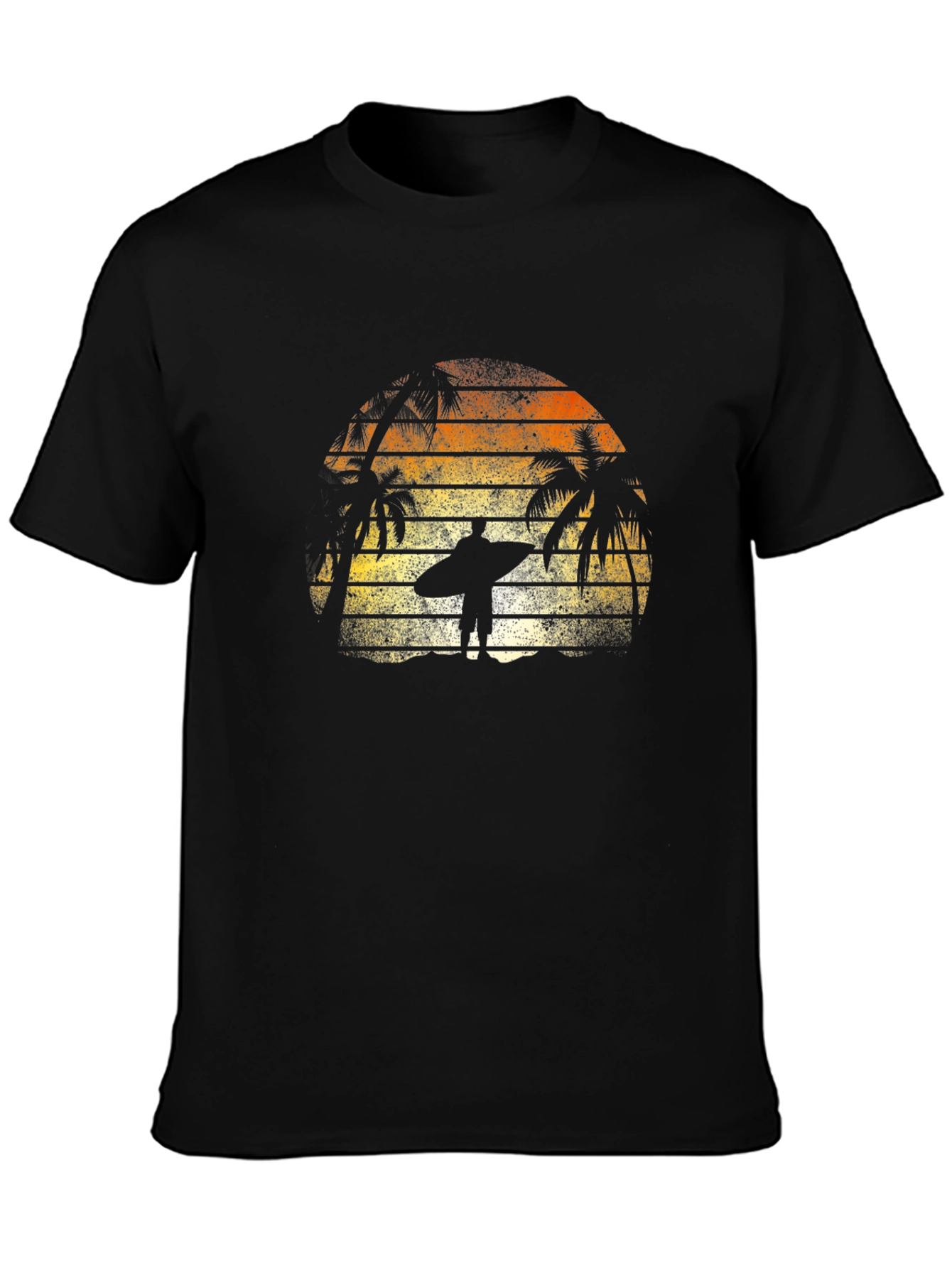 Retro Surf T-Shirt | Beach Vibes | Mens Black Tee