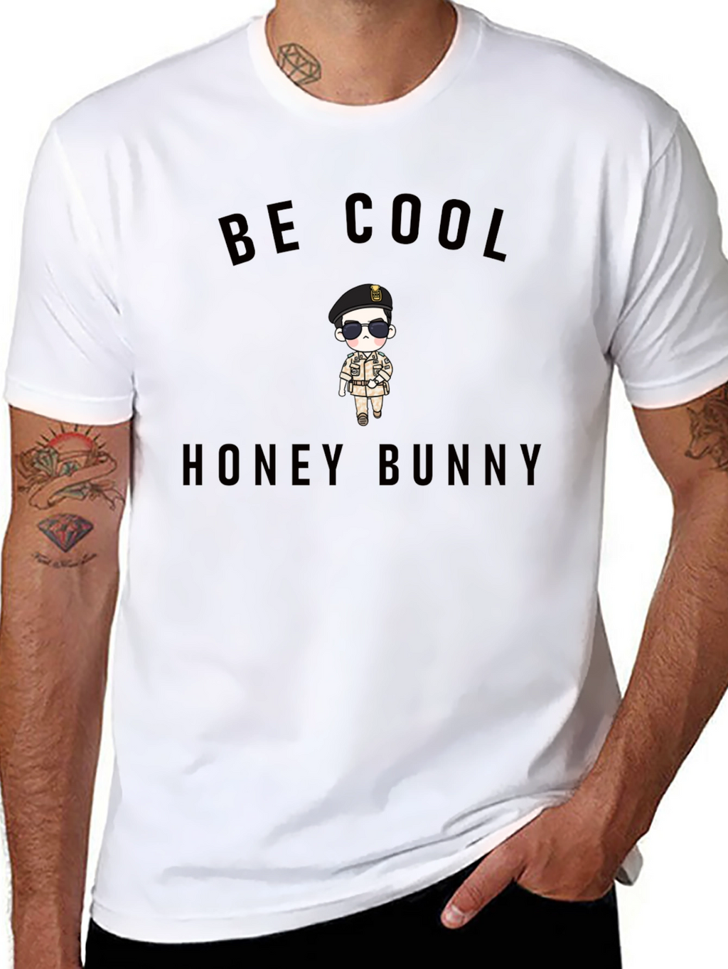 Be Cool Honey Bunny Black Graphic Tee