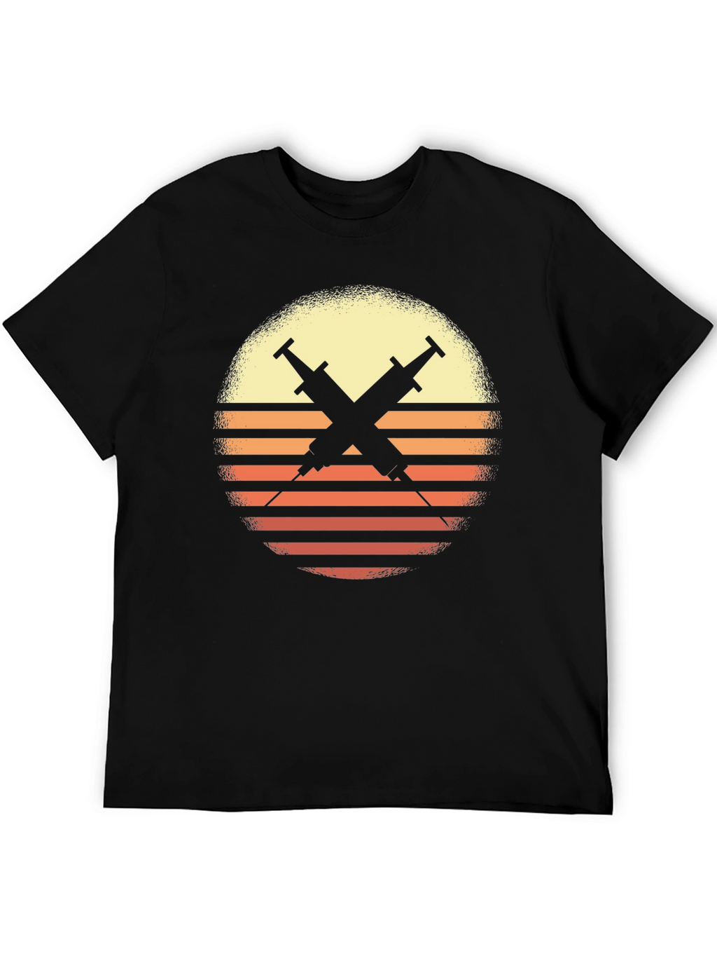 Retro Sunset Syringe Tee - Vaccinate!