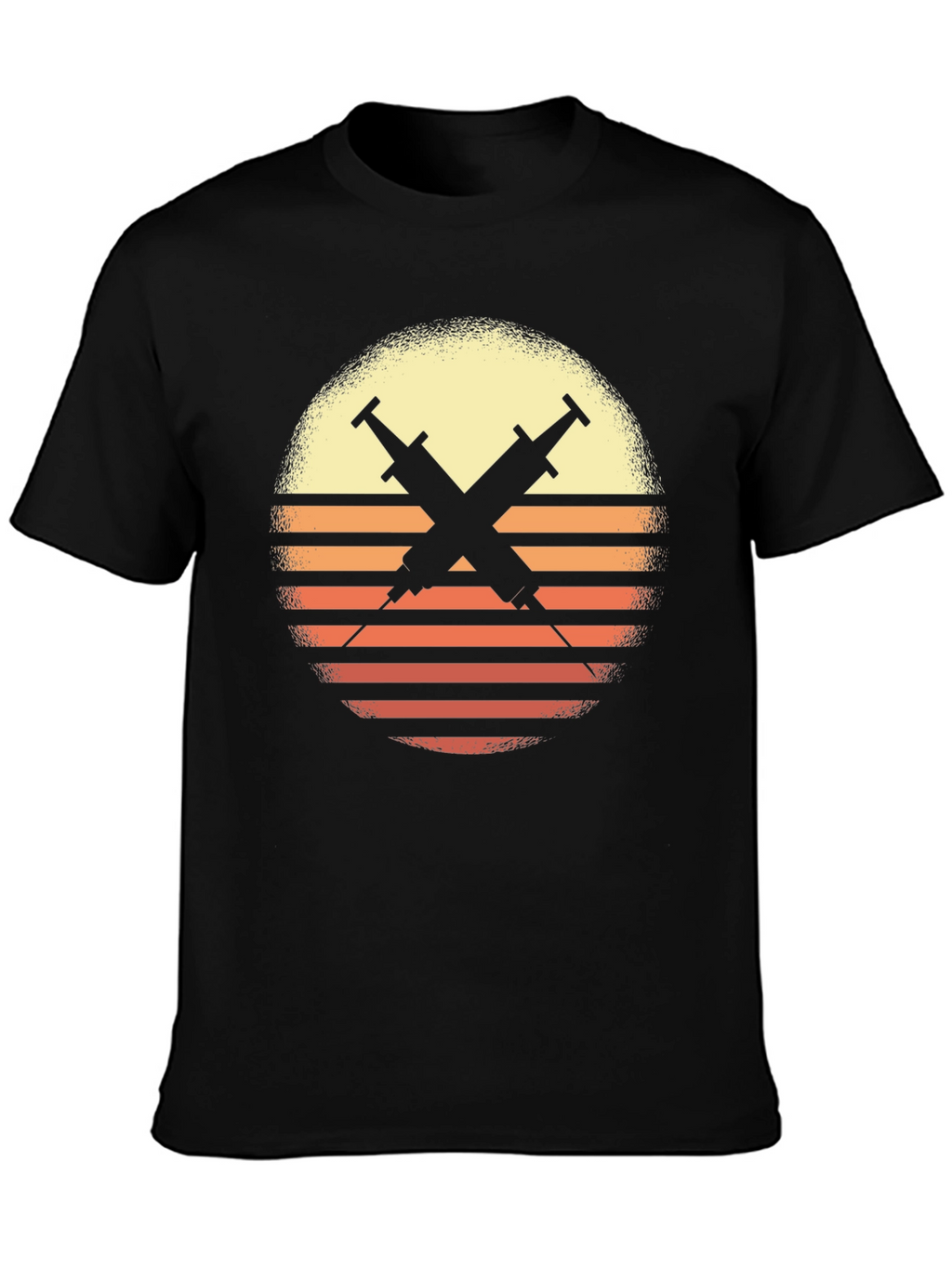 Retro Sunset Syringe Tee - Vaccinate!