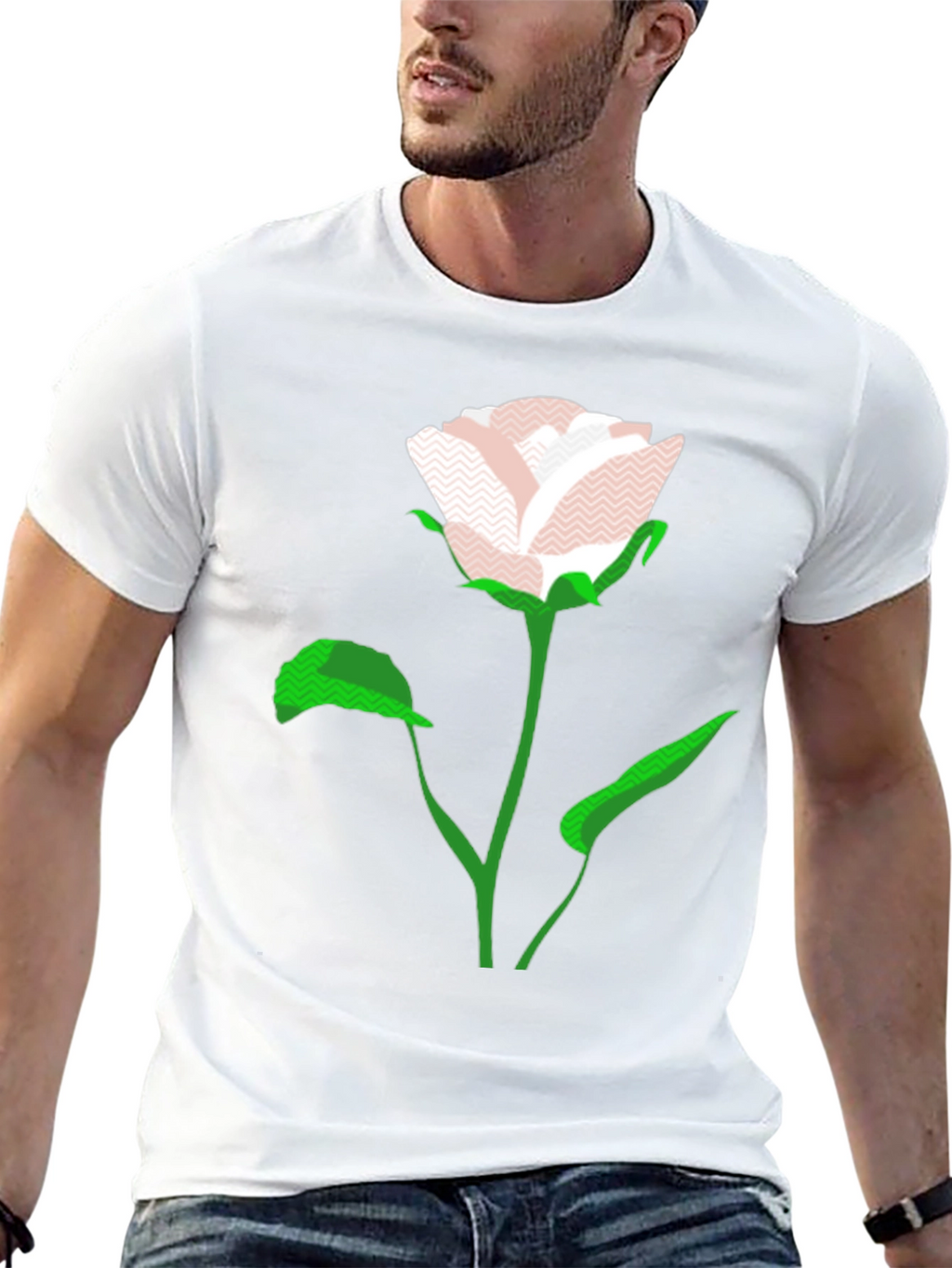 Modern Rose Graphic Black T-Shirt