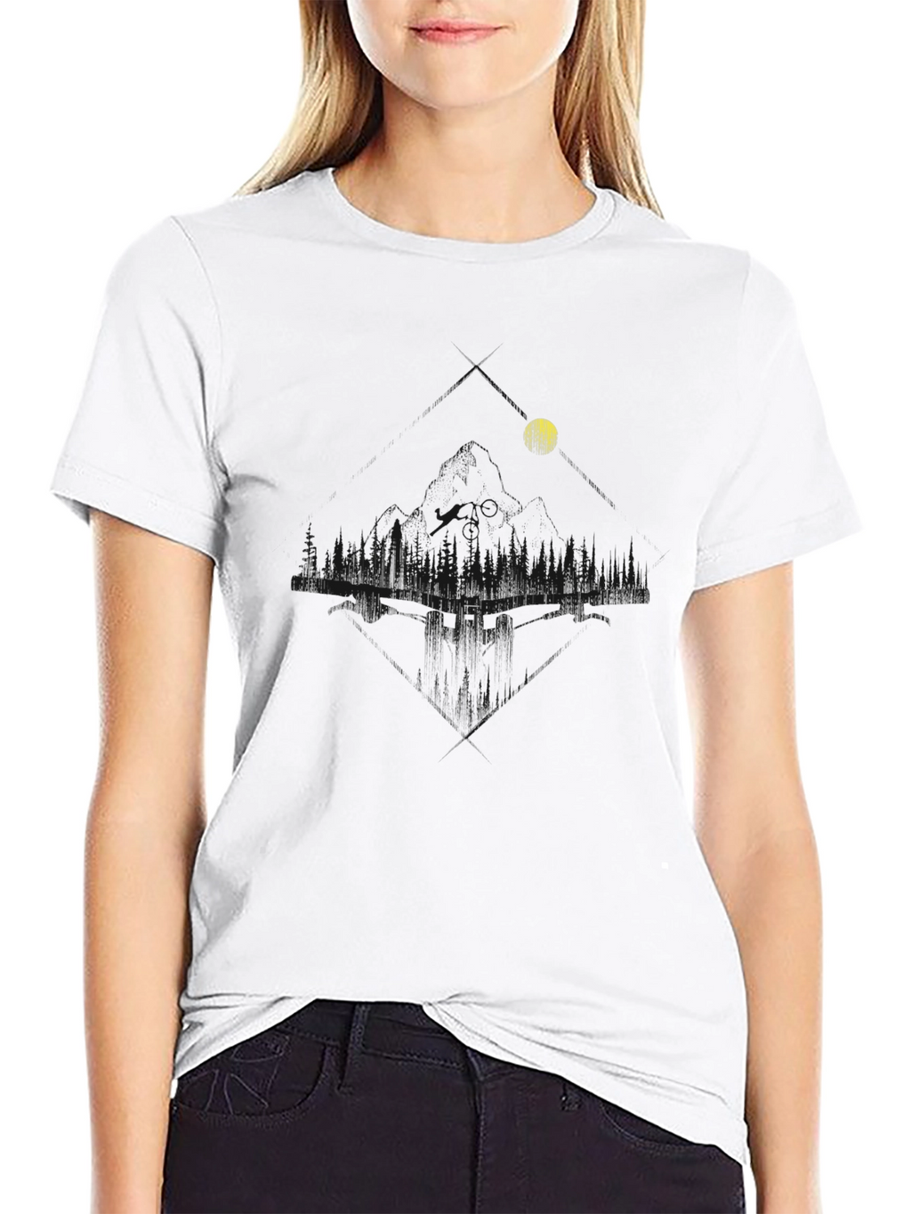 Mens Black Graphic Tee - Lakeside Moon Design
