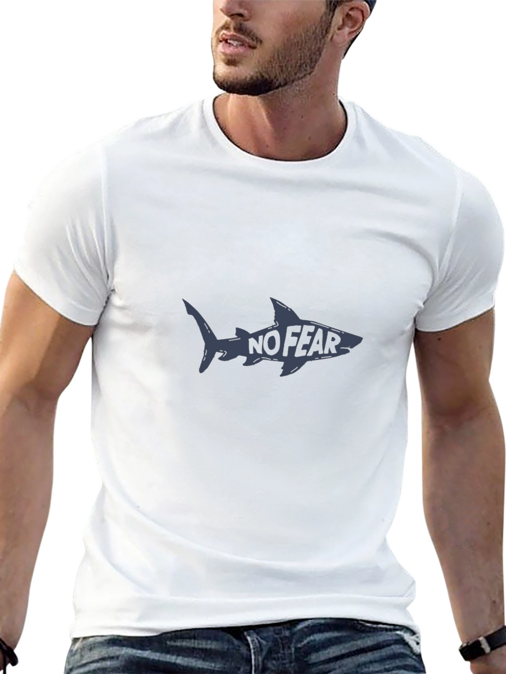 No Fear Shark Graphic Tee - Bold Black T-Shirt