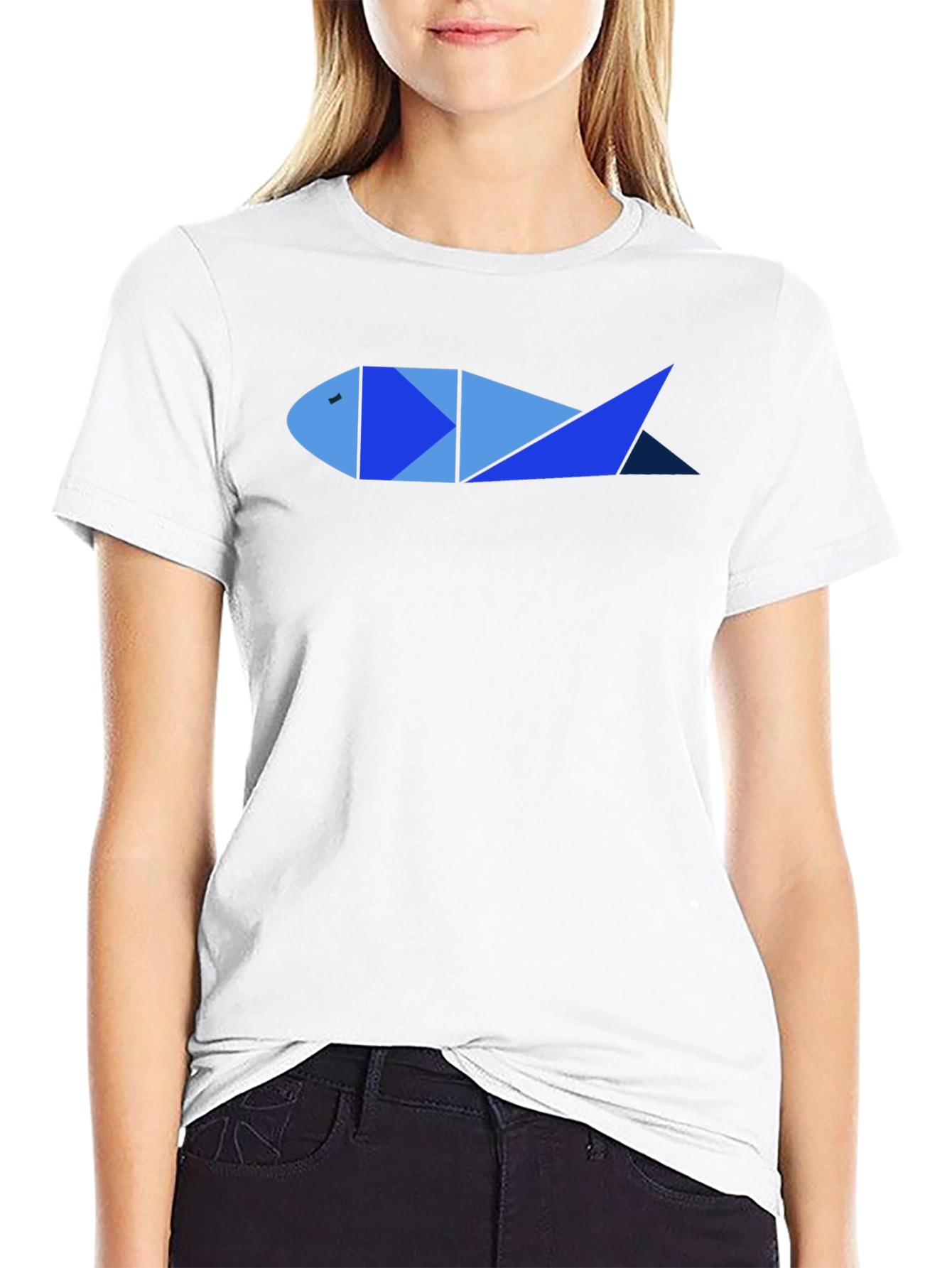 Geometric Fish Graphic Tee - Cool Mens Black T-Shirt
