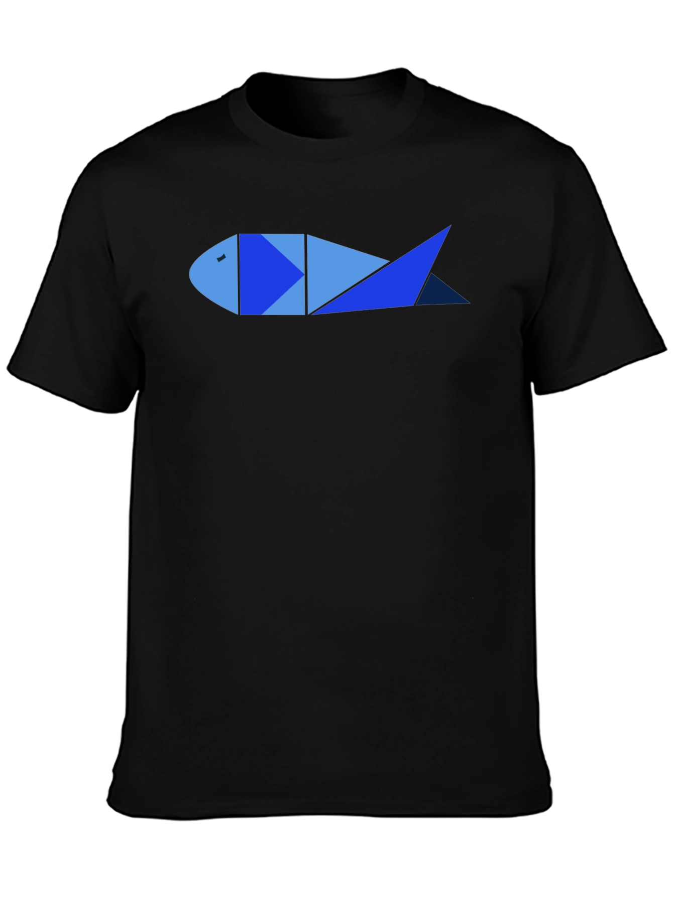 Geometric Fish Graphic Tee - Cool Mens Black T-Shirt