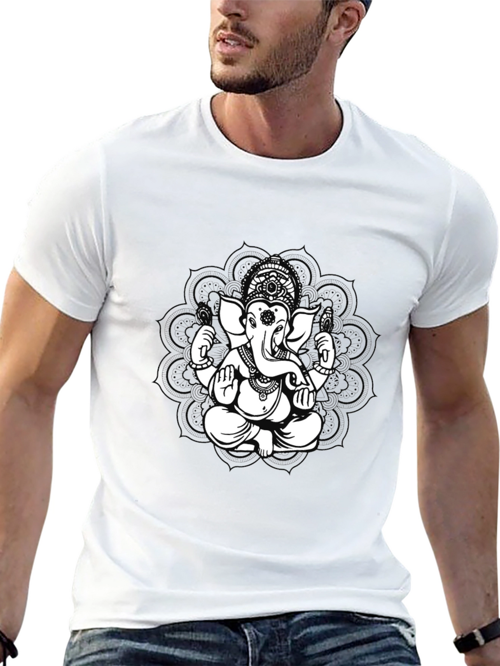 Ganesh Graphic Tee - Black Cotton Blend