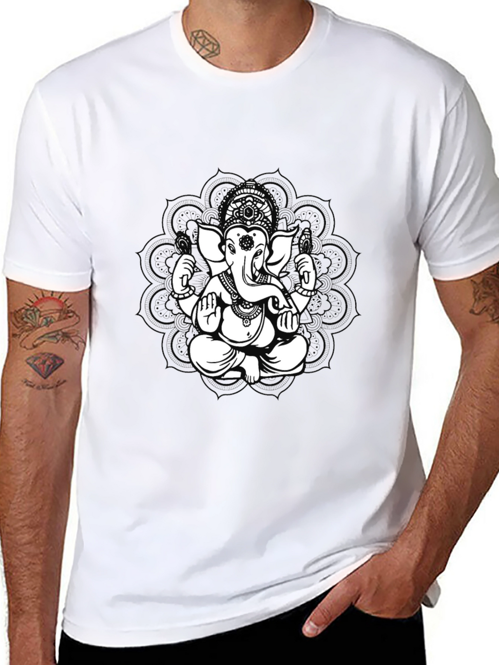 Ganesh Graphic Tee - Black Cotton Blend