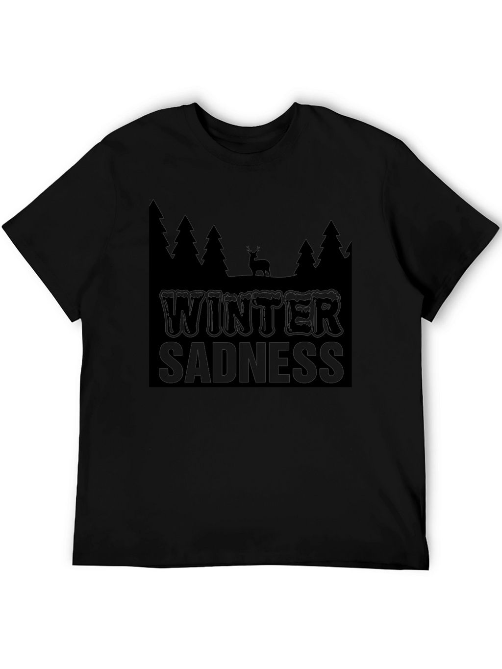 Winter Sadness Black Graphic T-Shirt