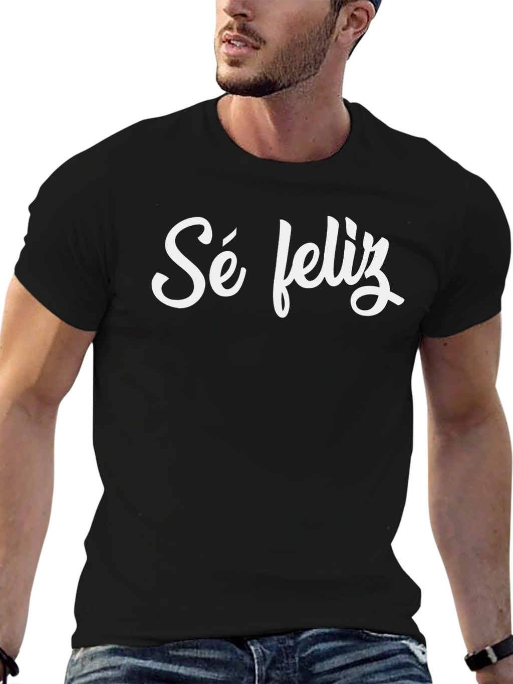 Sé Feliz Black T-Shirt - Be Happy