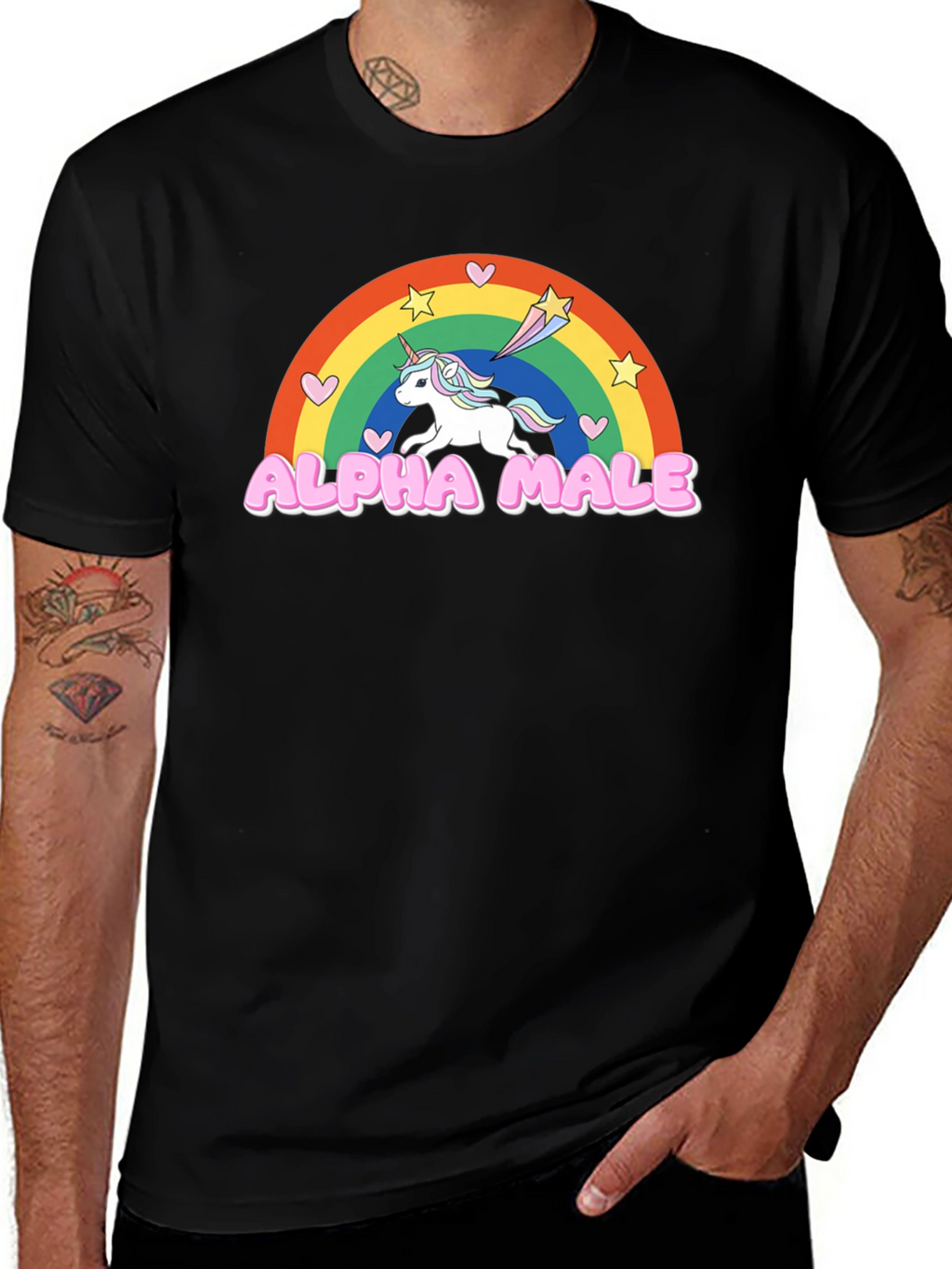 Alpha Male Unicorn Rainbow Graphic Tee