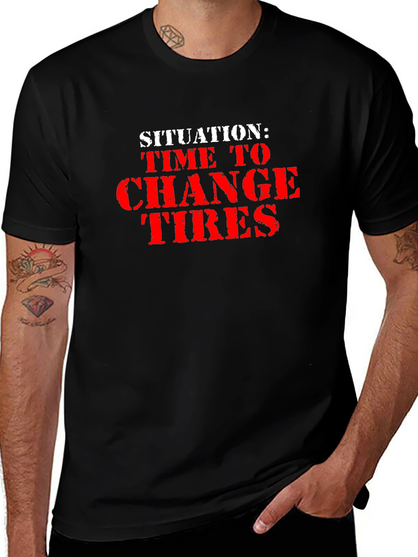 Time to Change Tires Black Graphic Tee