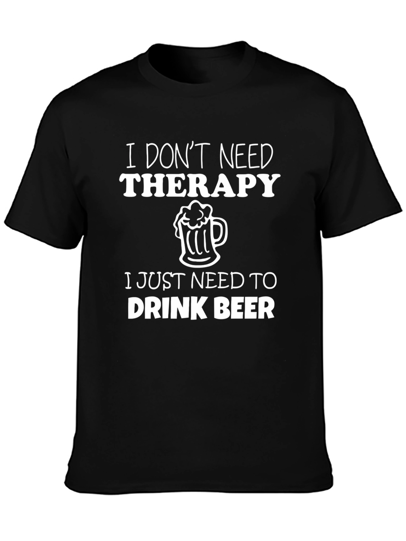 Funny Beer Therapy T-Shirt - Black Cotton Tee