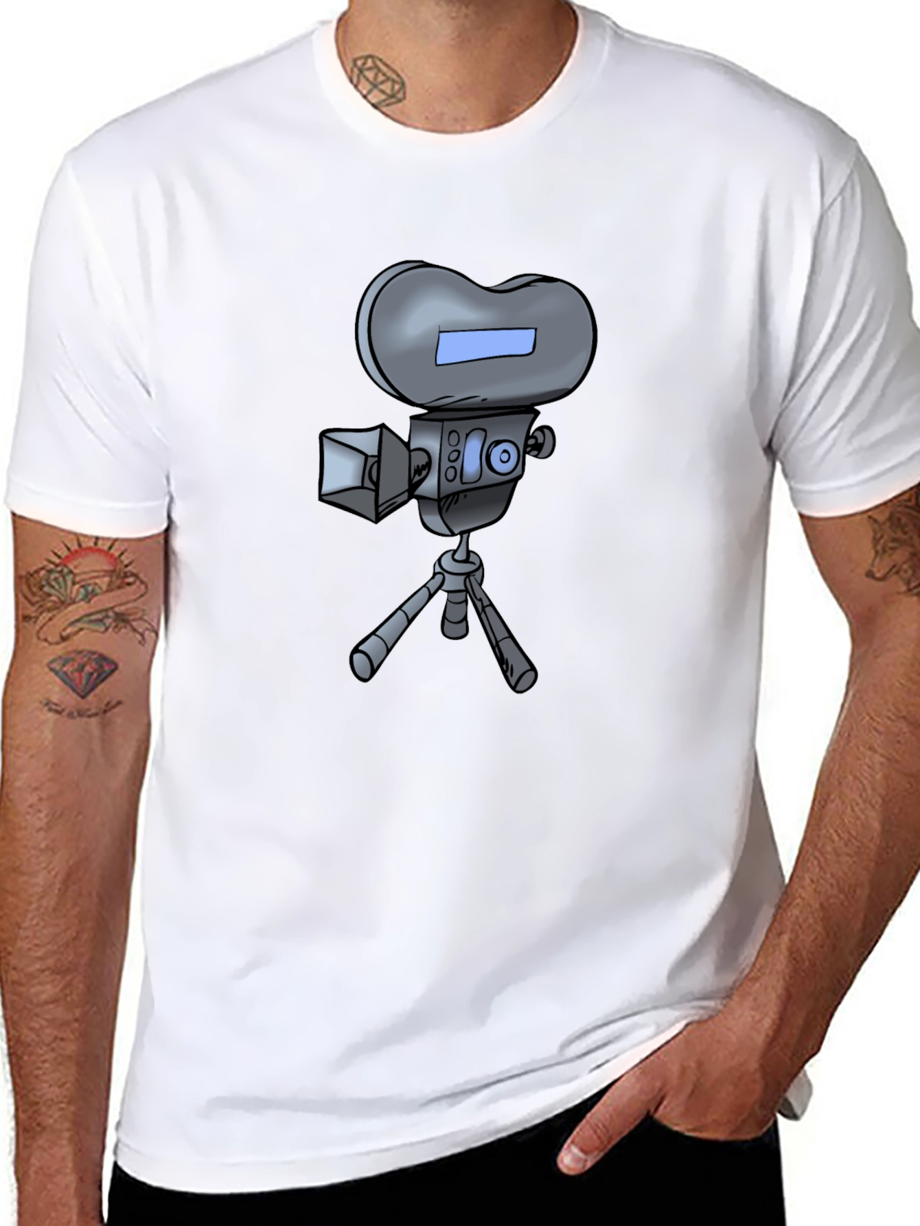 Retro Cartoon Camera T-Shirt - Black