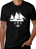 Nautical Anchor & Sailboat Graphic T-Shirt