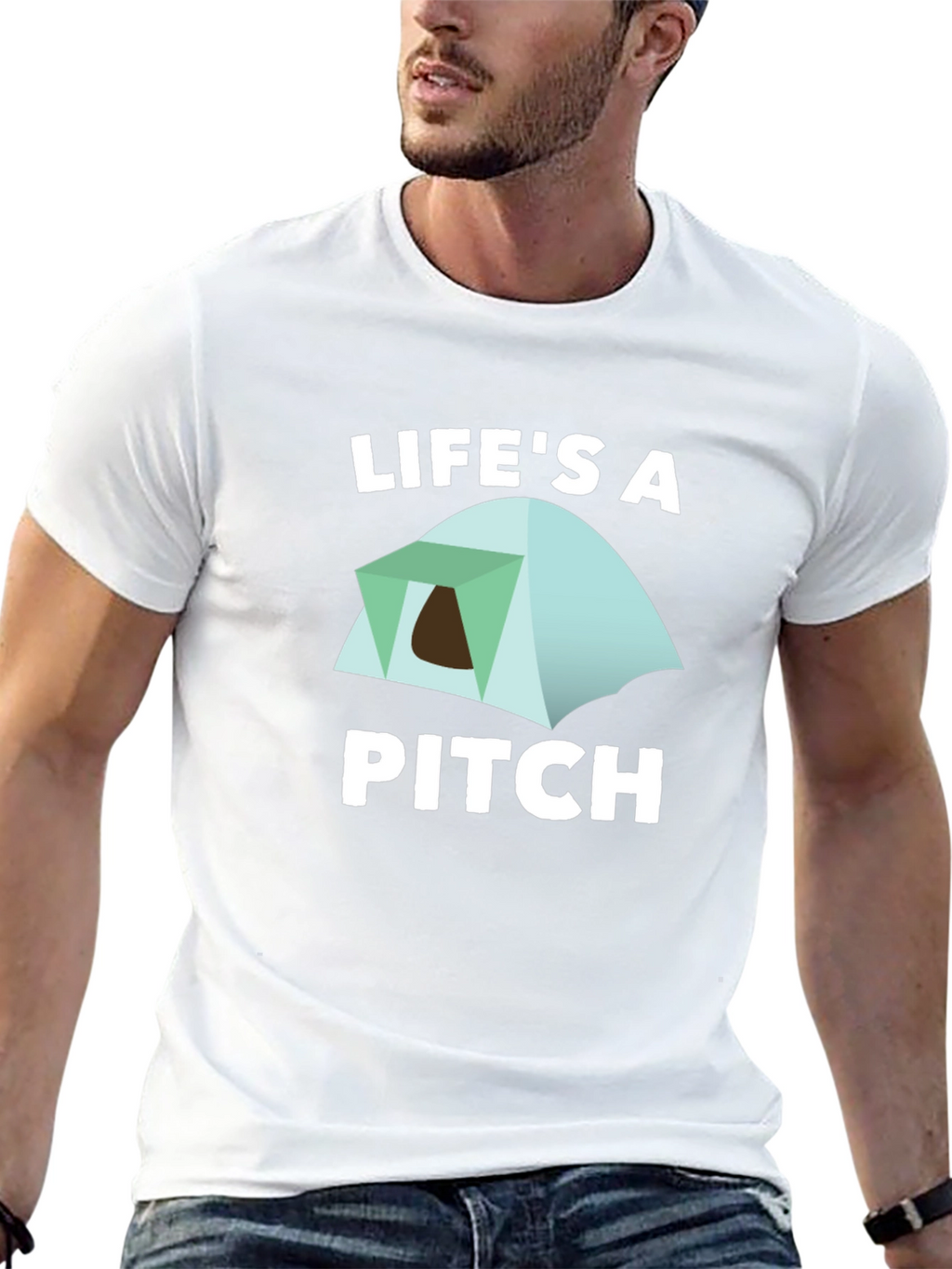 Lifes a Pitch Camping T-Shirt - Black