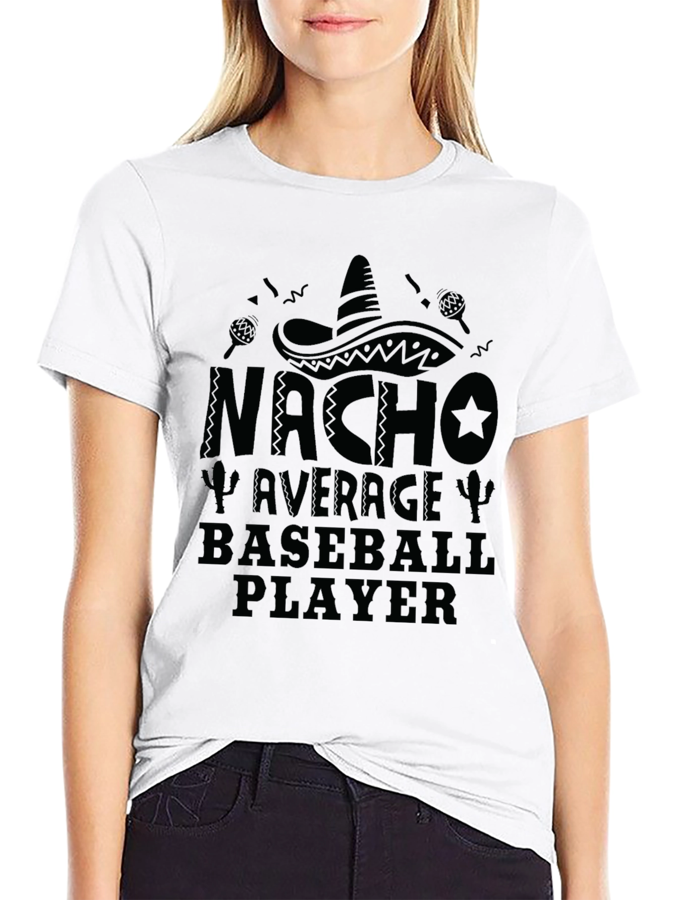 Nacho Average Baseball Player Black T-Shirt