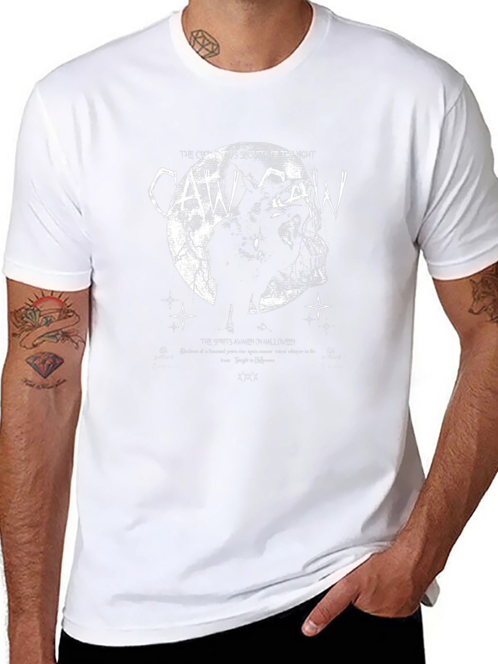 Crow Caw Halloween Black T-Shirt