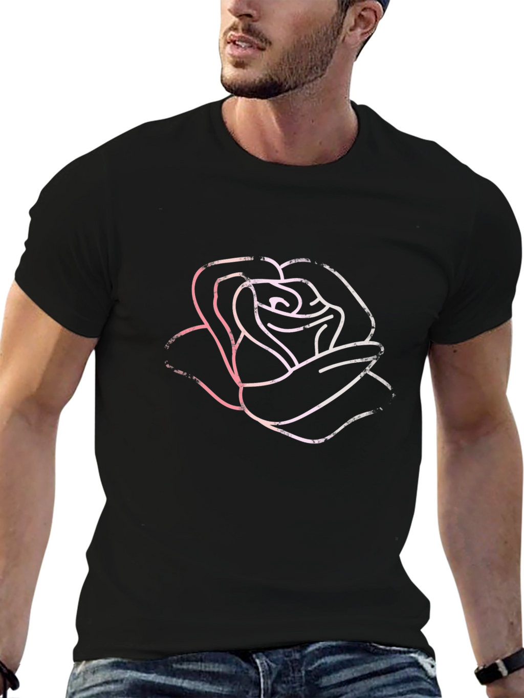 Rose Graphic Tee - Stylish Black Cotton T-Shirt