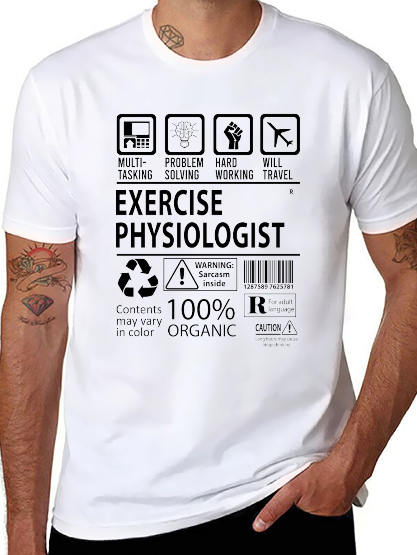 Exercise Physiologist 100% Organic Black T-Shirt