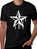 Black Graphic Tee - Nautical Star Drip