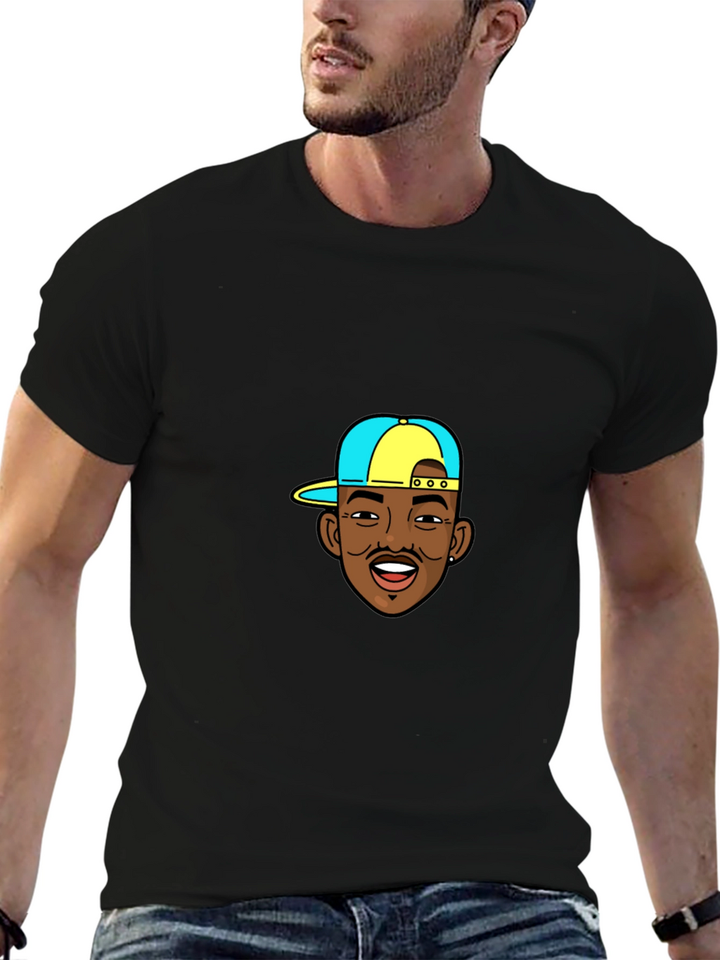 Cartoon DaBaby Graphic Black T-Shirt