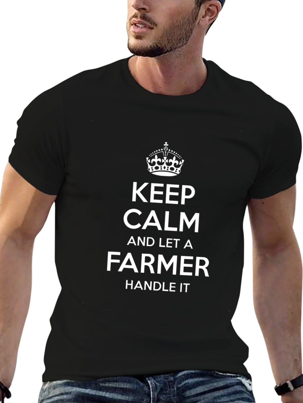 Keep Calm Farmer Graphic Tee - Black Cotton T-Shirt