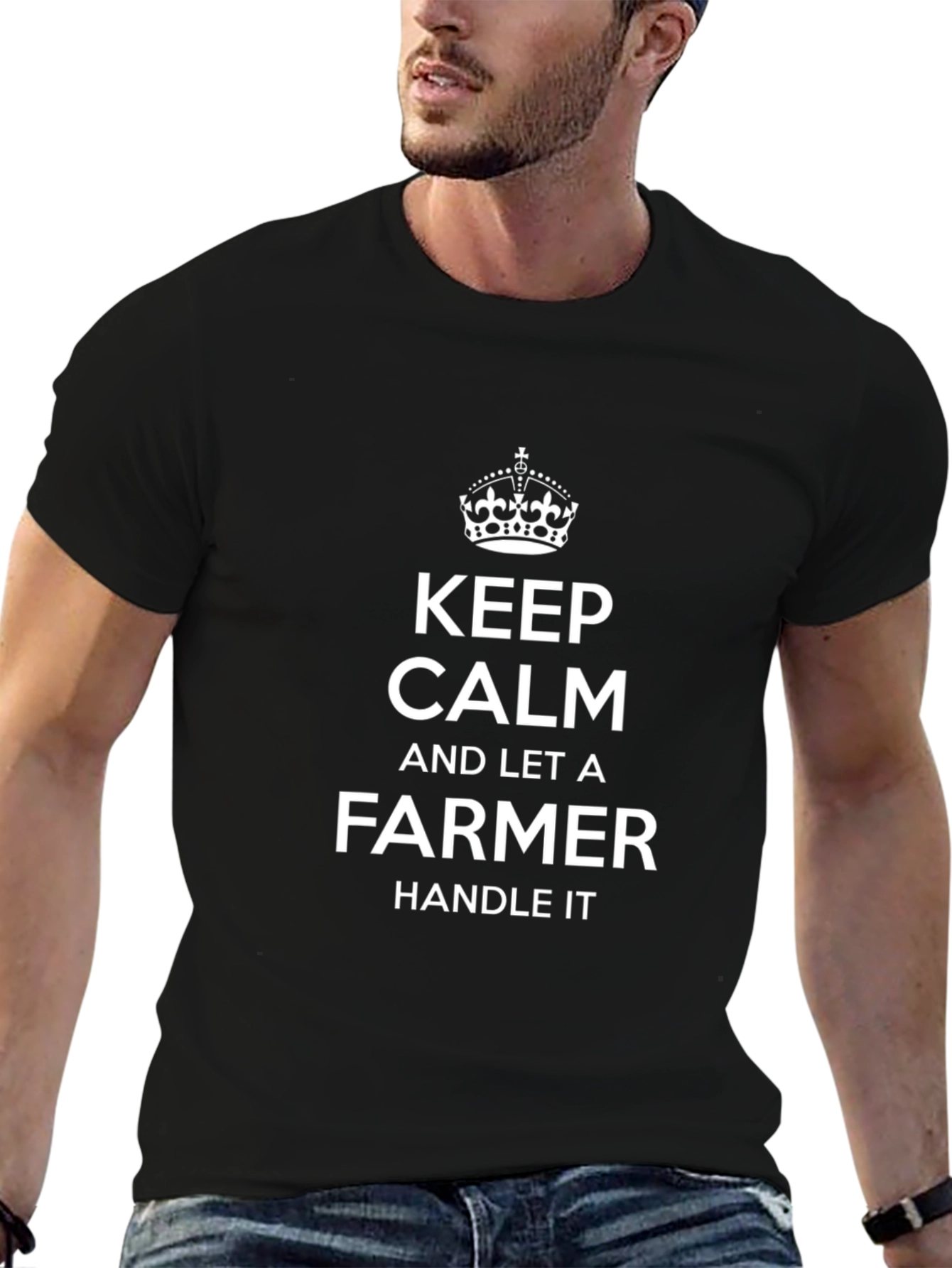 Keep Calm Farmer Graphic Tee - Black Cotton T-Shirt