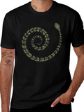 Spiral Snake Print Mens Black T-Shirt