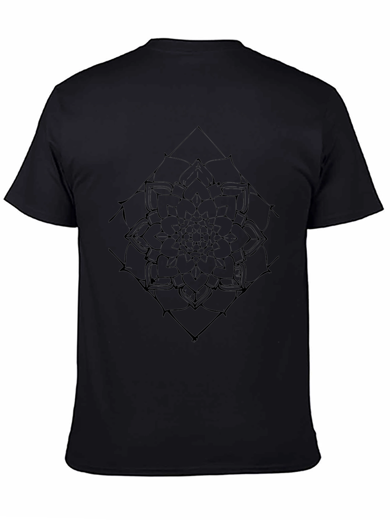 Black Mandala Graphic Tee - Modern Geometric Design
