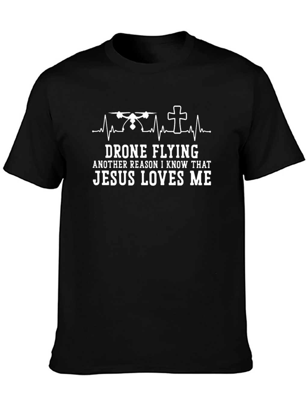 Drone Flying Jesus Loves Me Graphic Tee