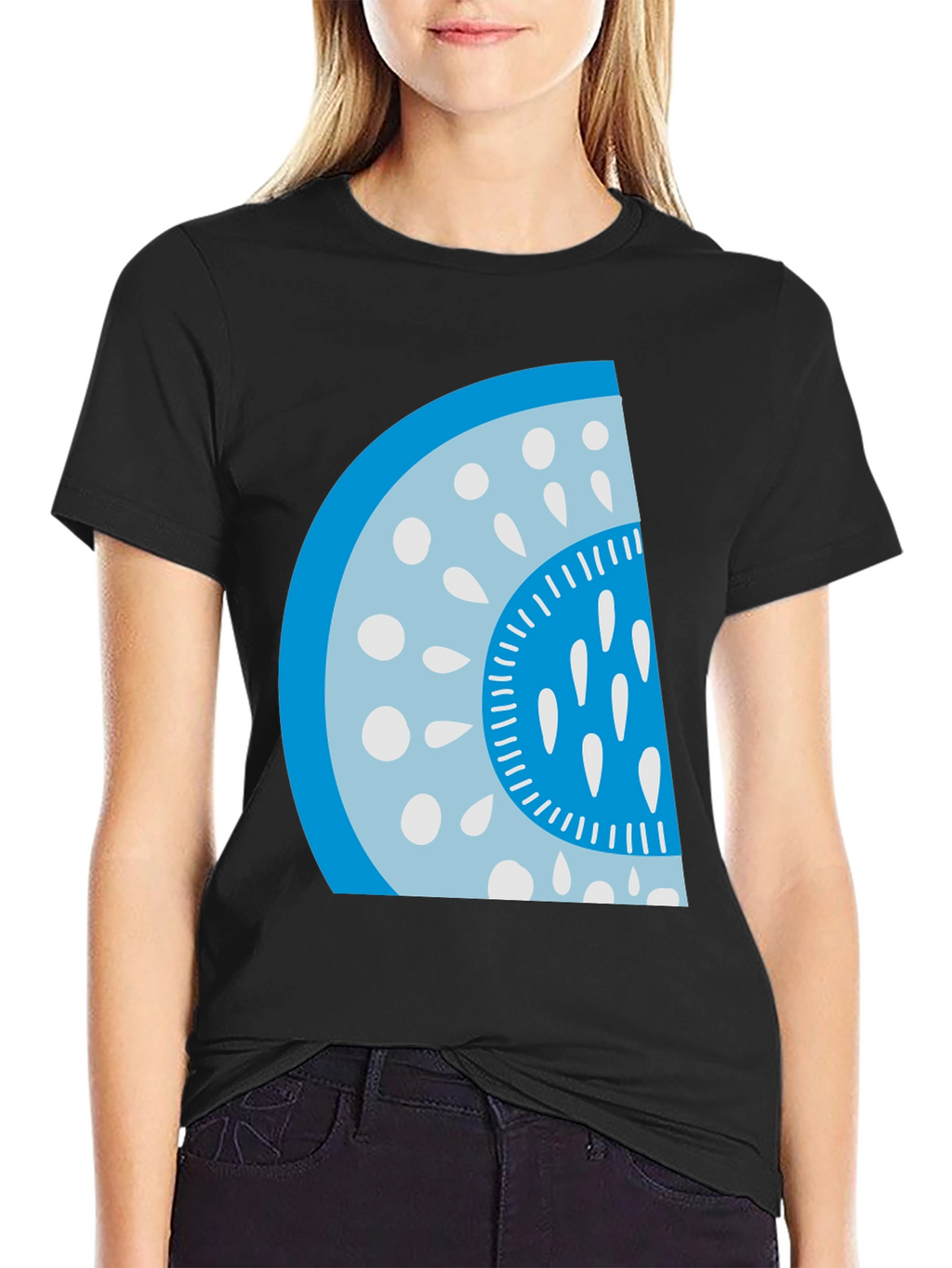 Cool Watermelon Slice Graphic Tee - Casual Black T-Shirt