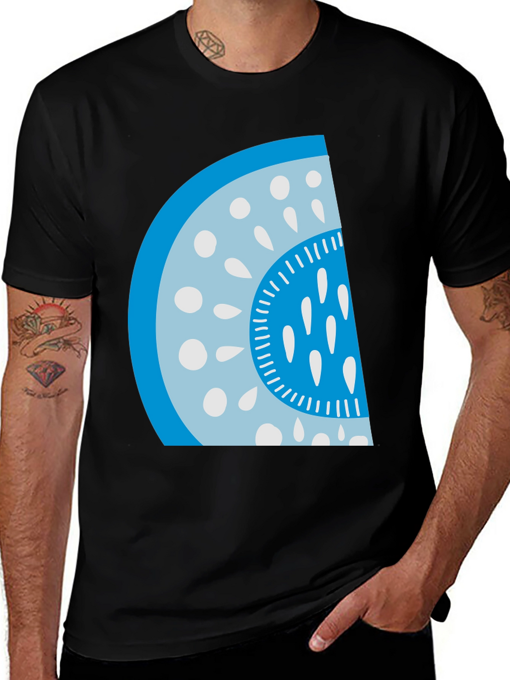 Cool Watermelon Slice Graphic Tee - Casual Black T-Shirt