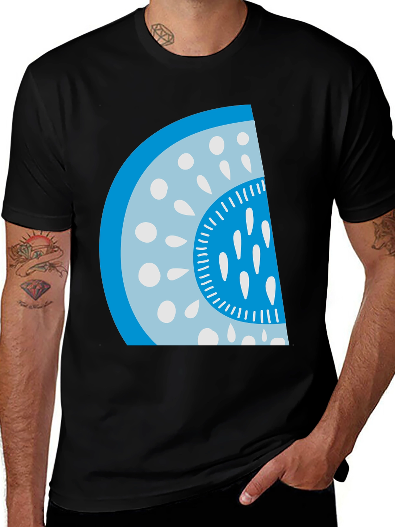 Cool Watermelon Slice Graphic Tee - Casual Black T-Shirt