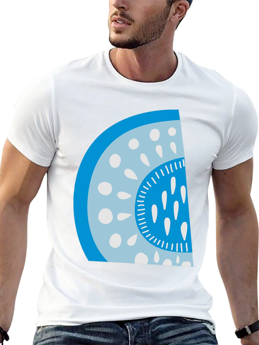 Cool Watermelon Slice Graphic Tee - Casual Black T-Shirt